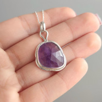 925 Silver Natural Amethyst Pendant