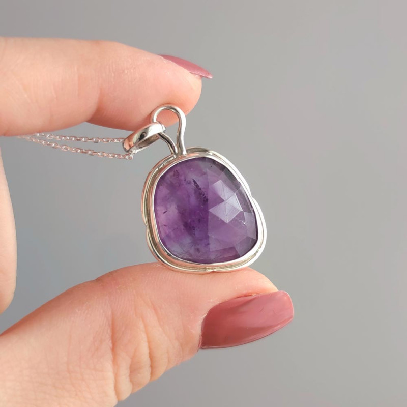 925 Silver Natural Amethyst Pendant