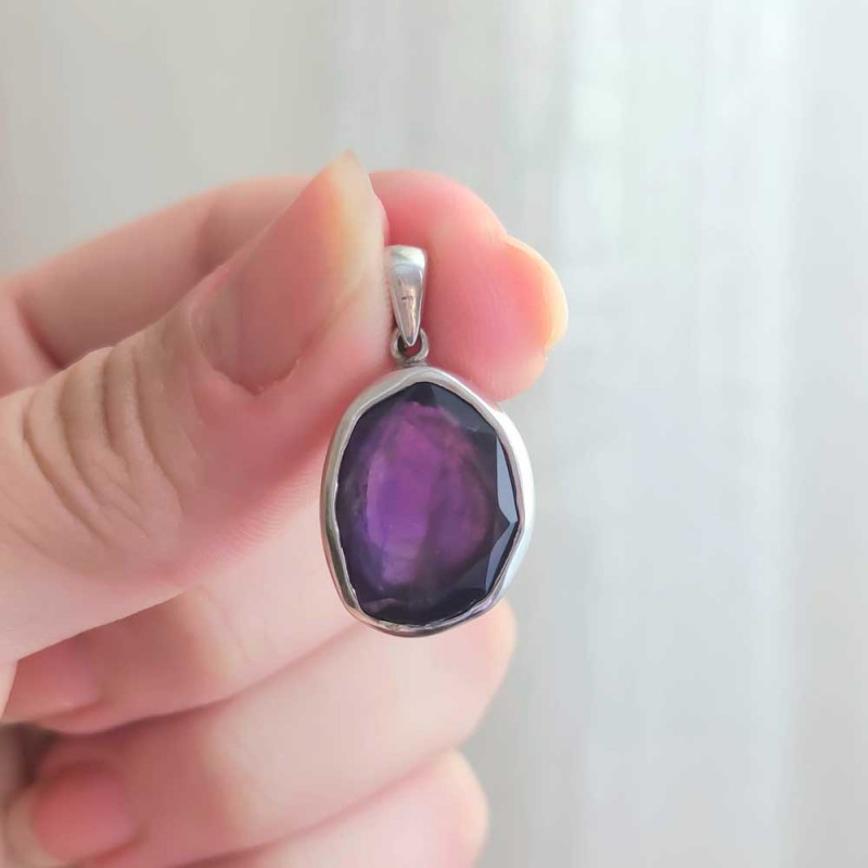 925 Silver Natural Amethyst Pendant