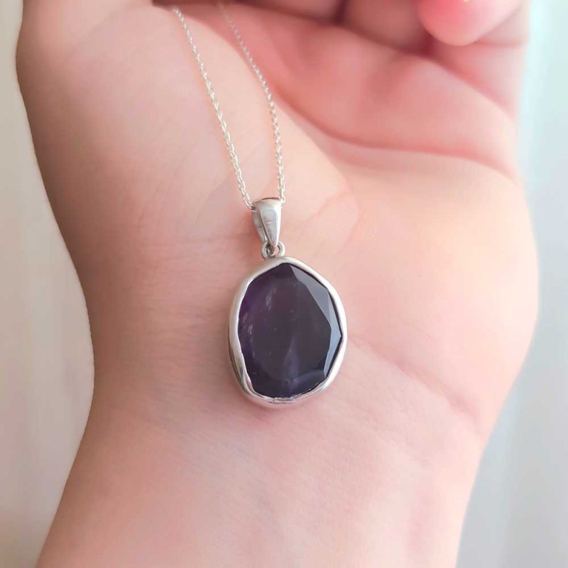 925 Silver Natural Amethyst Pendant