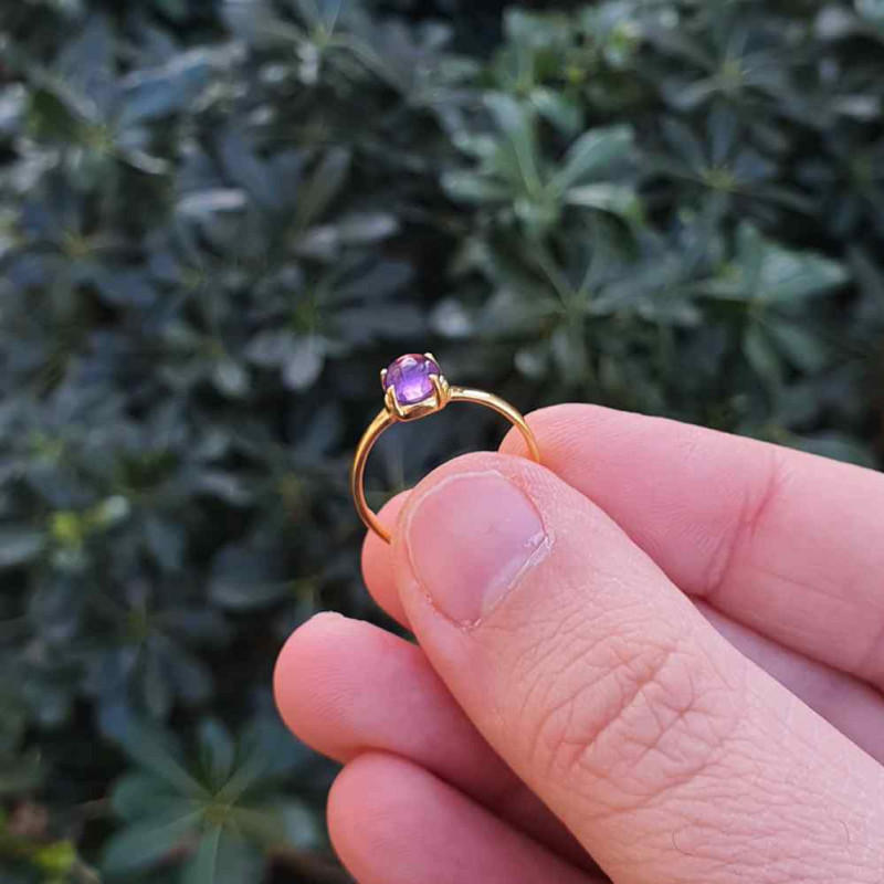 925 Silver Natural Amethyst Stone Ring