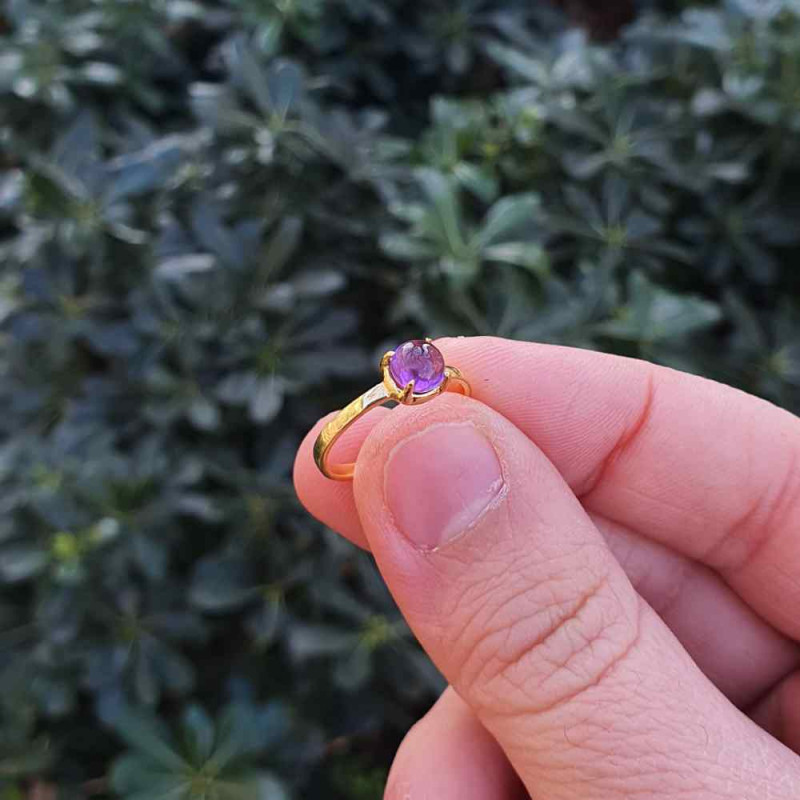 925 Silver Natural Amethyst Stone Ring