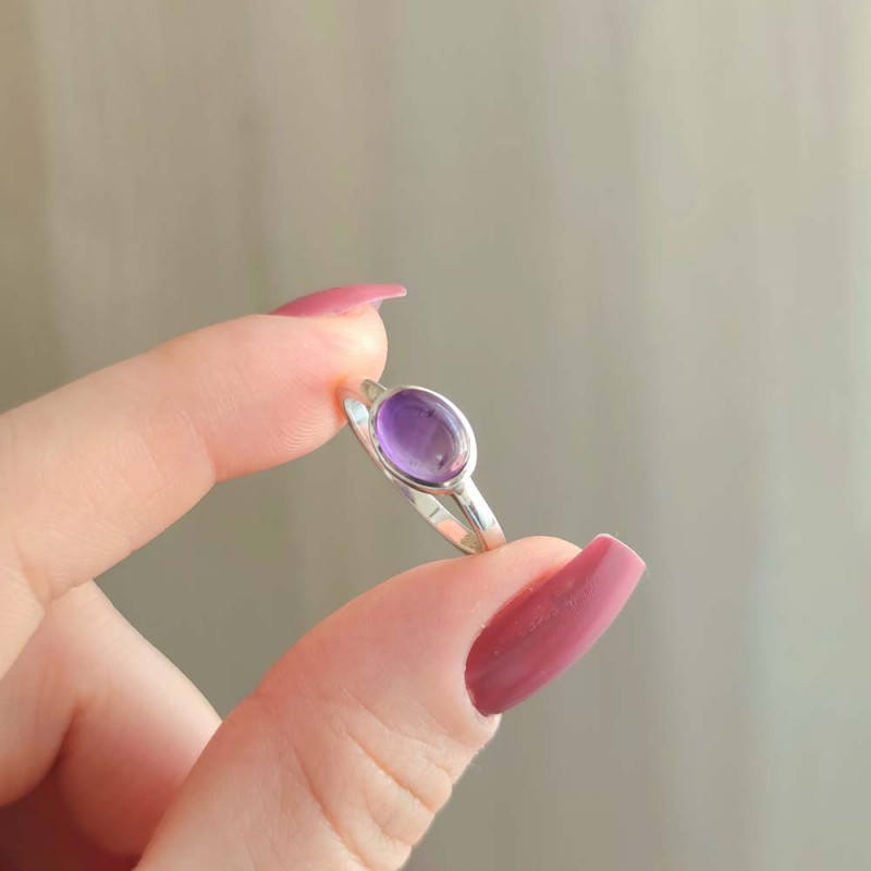 925 Silver Natural Amethyst Stone Ring