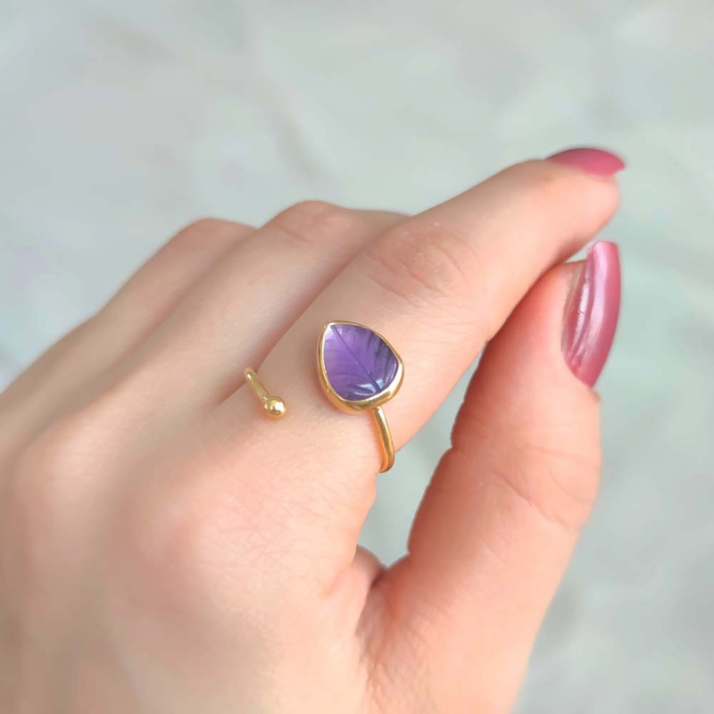 925 Silver Natural Amethyst Stone Ring