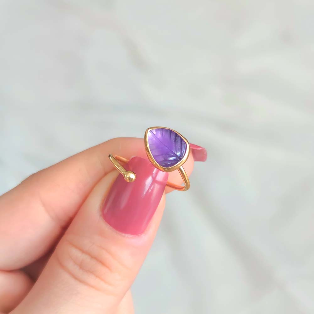 925 Silver Natural Amethyst Stone Ring