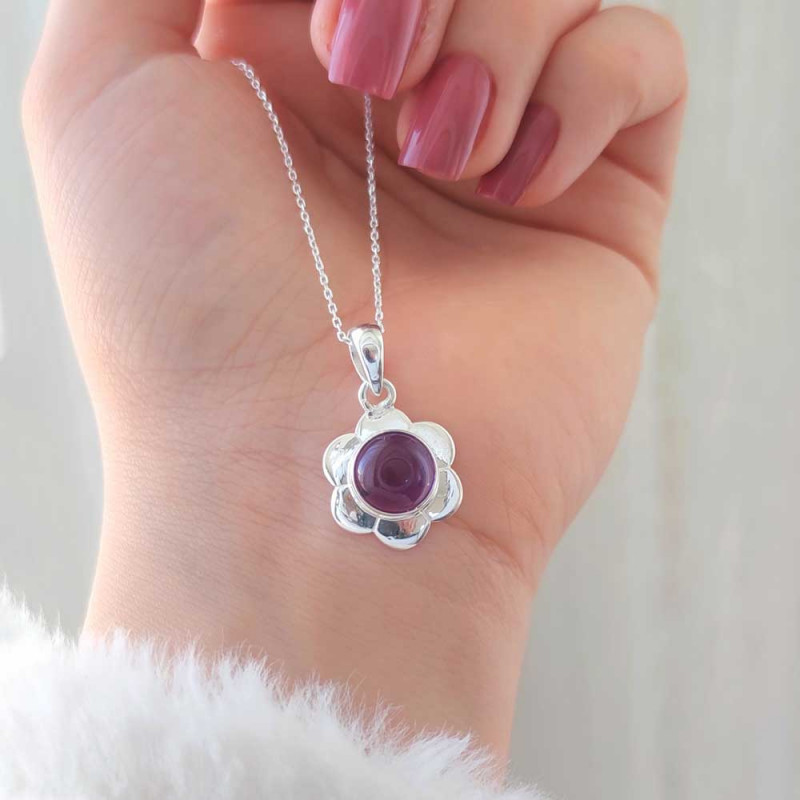 925 Silver Natural Amethyst Necklace