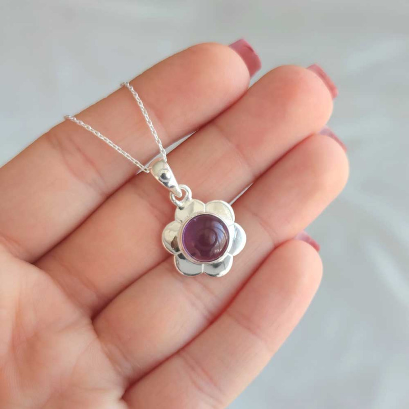 925 Silver Natural Amethyst Necklace