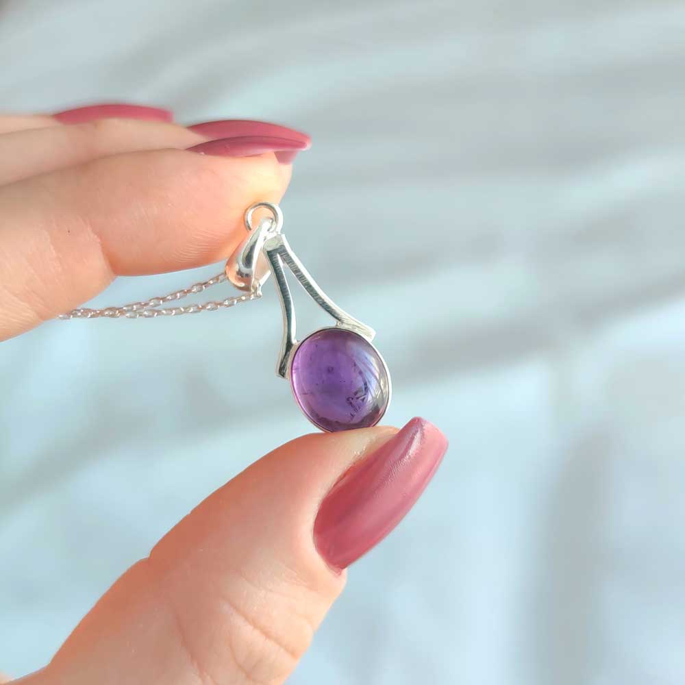 925 Sterling Silver Amethyst Stone Necklace