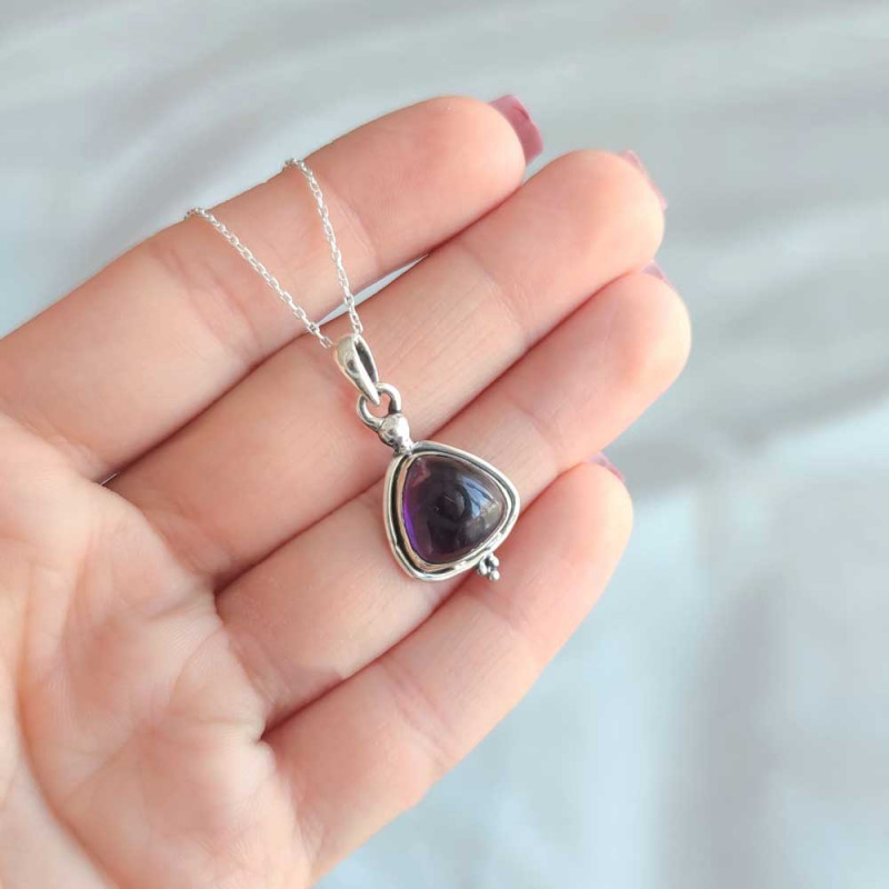 925 Silver Natural Amethyst Neklcace