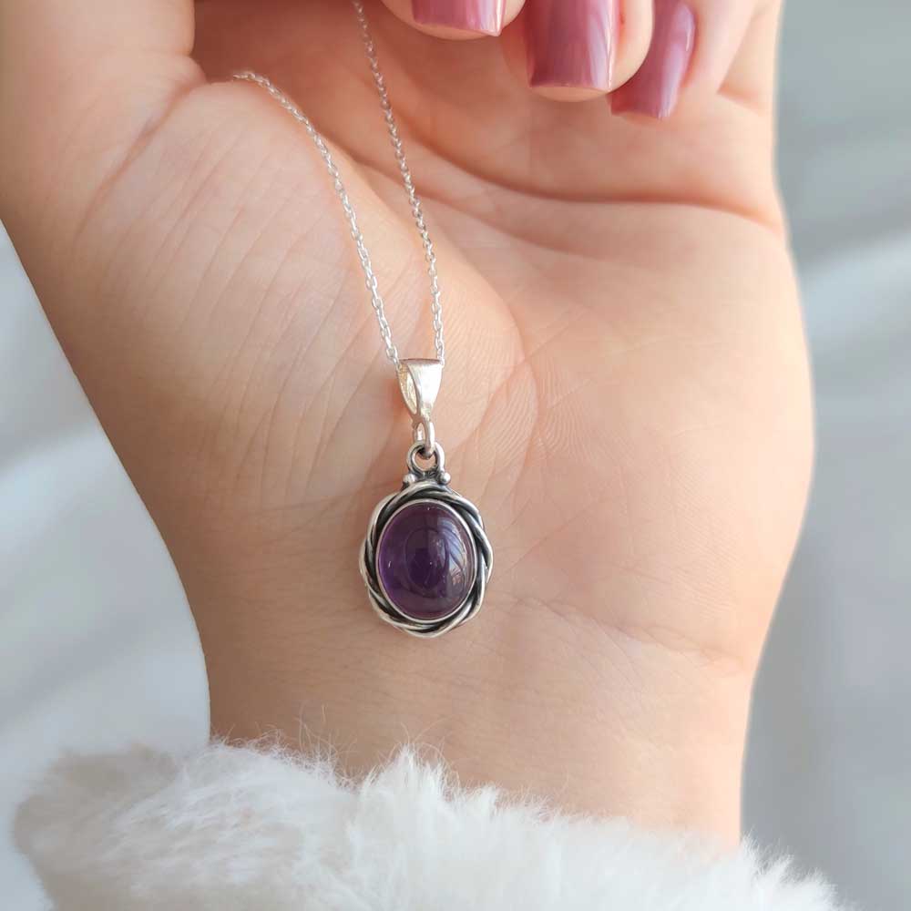 925 Silver Natural Amethyst Pendant