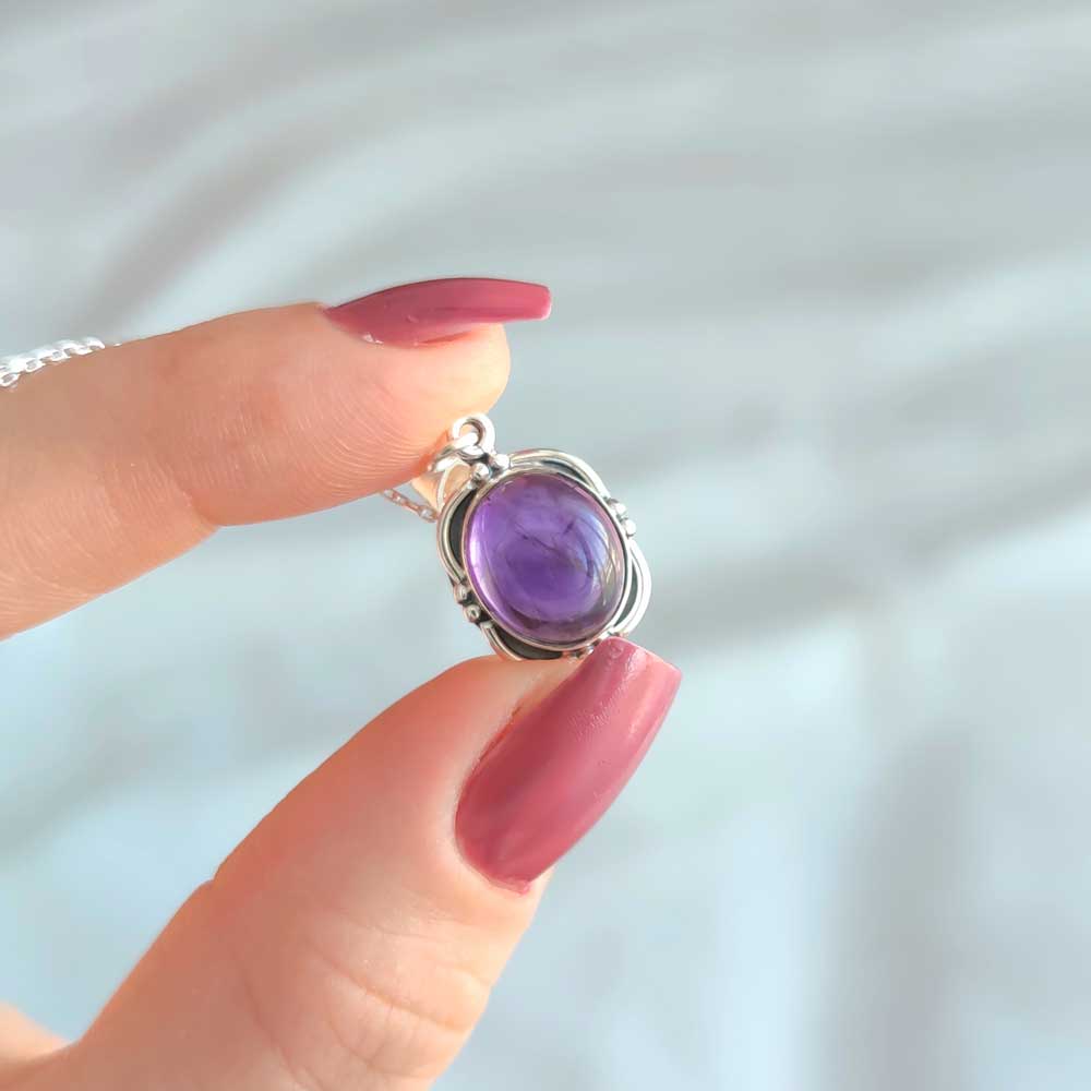 925 Silver Natural Amethyst Neklcace