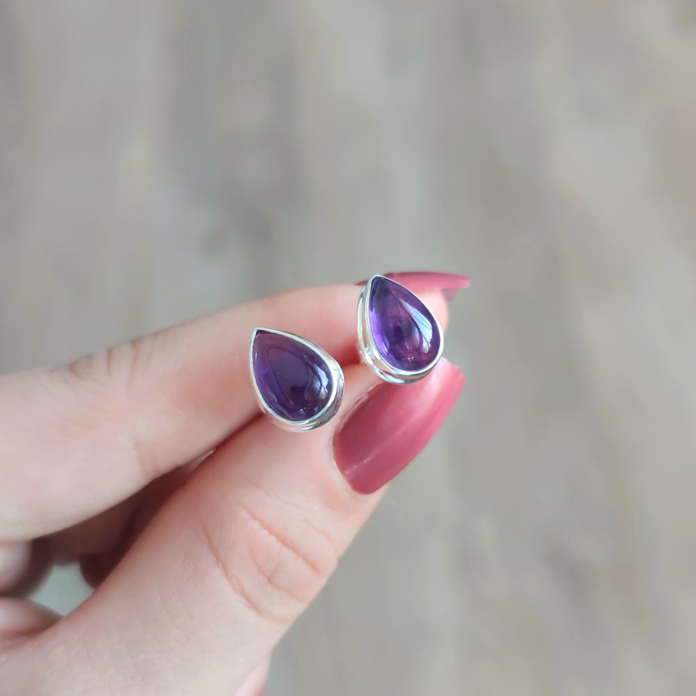 925 Silver Natural Amethyst Earring