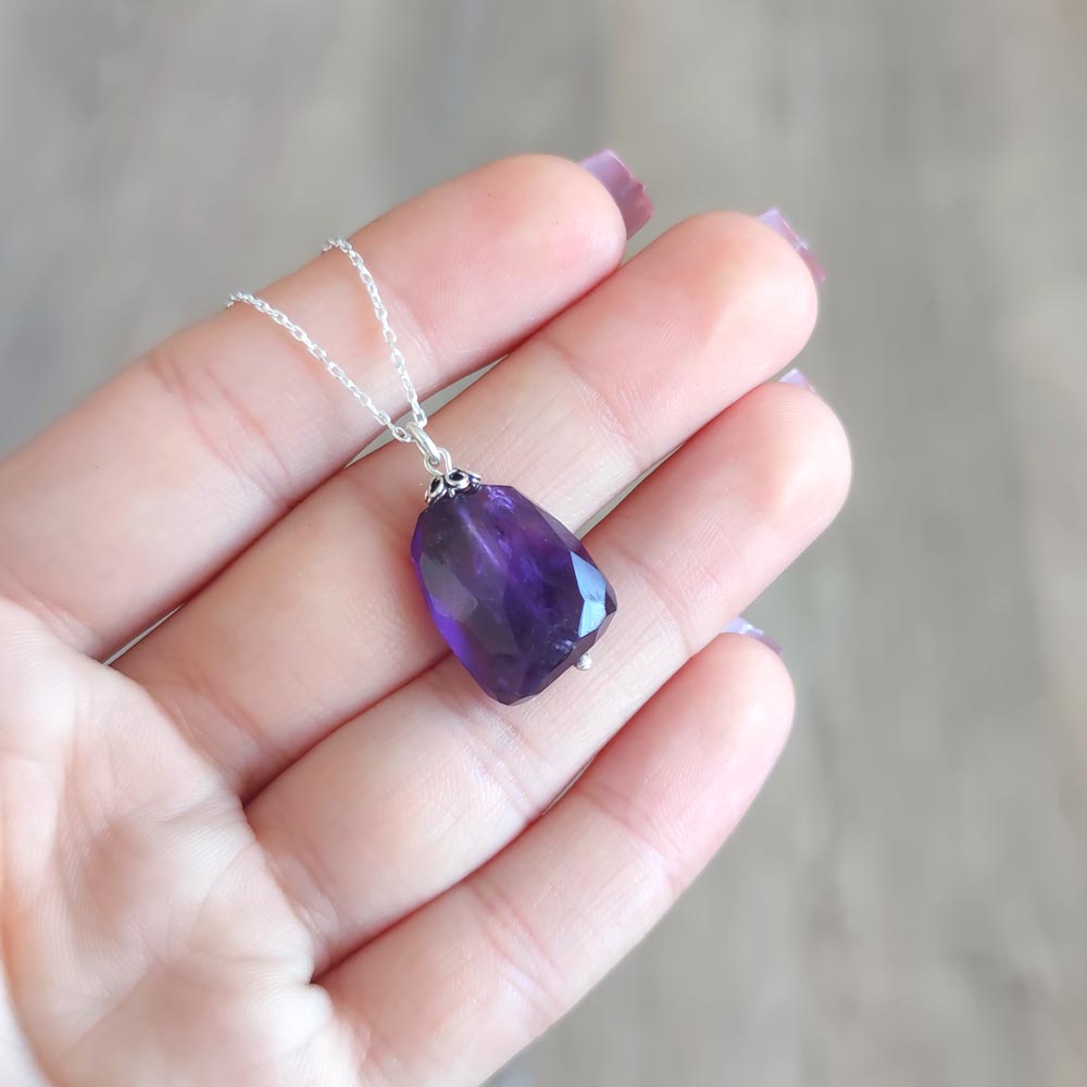 925 Silver Natural Amethyst Necklace