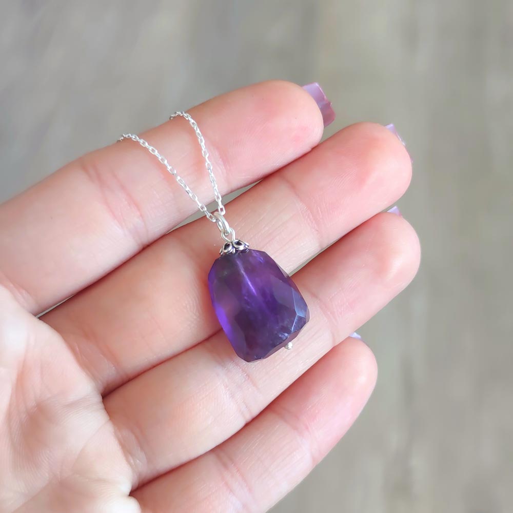 925 Silver Natural Amethyst Necklace