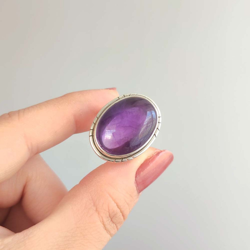 925 Silver Natural Amethyst Stone Ring