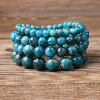 8mm Natural Blue Apatite Stone Bracelet - No : BR0900