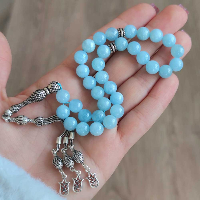 8mm Natural Aquamarine Rosary