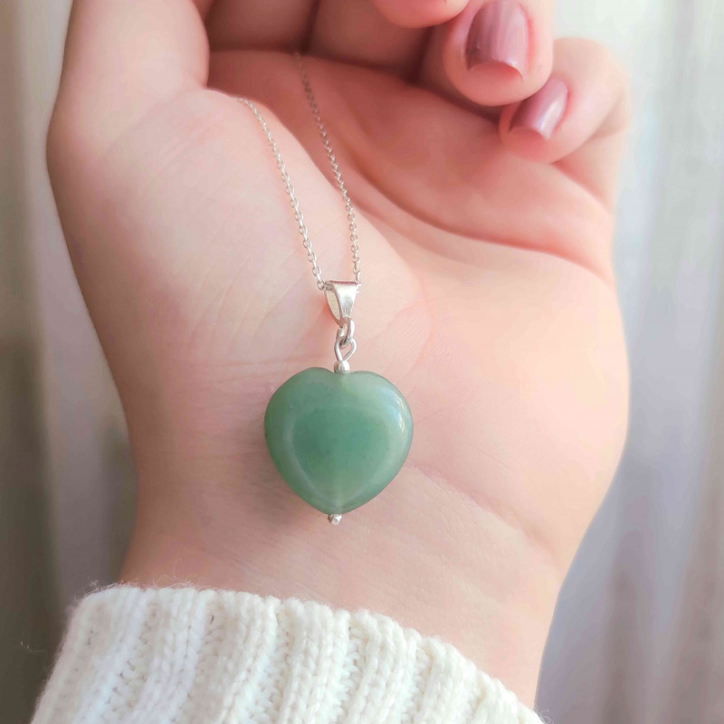 Natural Aventurine Stone Pendant -  Heart of Love