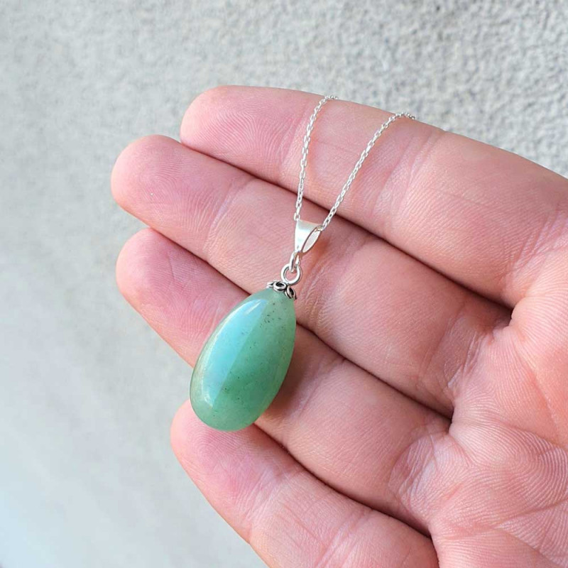 925 Sterling Silver Aventurine Stone Pendant