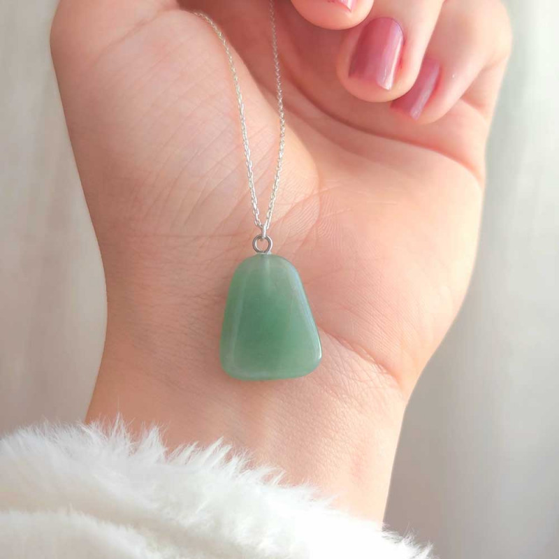 925 Sterling Silver Aventurine Stone Pendant - NO:9800