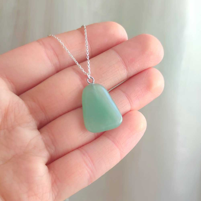 925 Sterling Silver Aventurine Stone Pendant - NO:9800