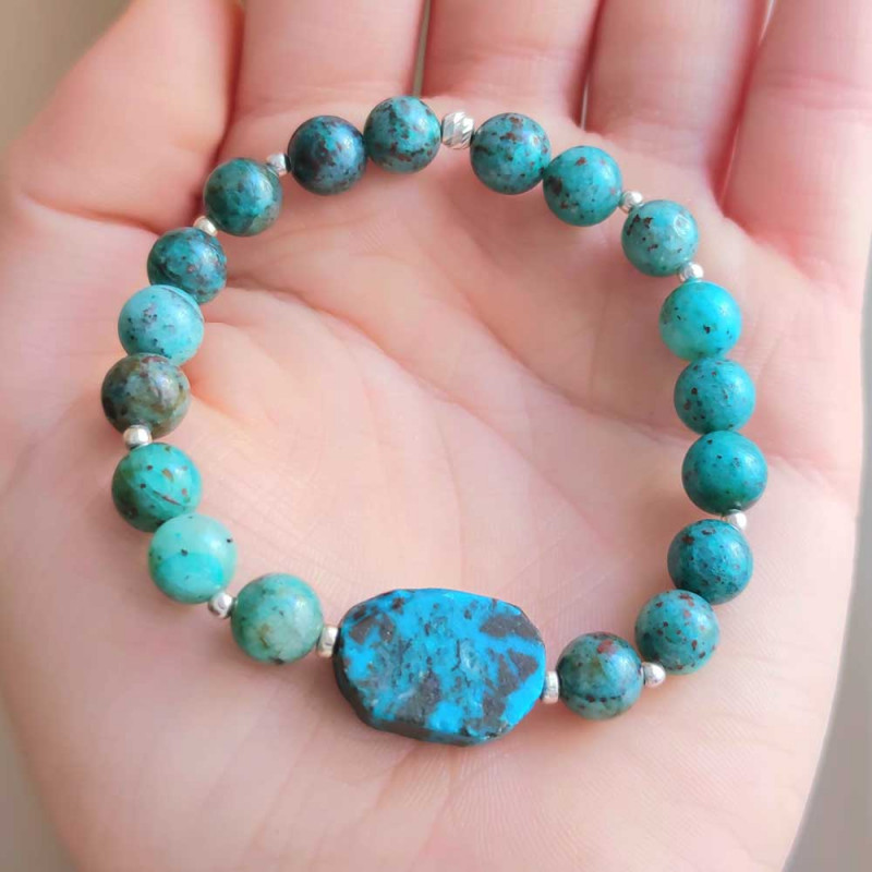 8mm Natural Chrysocolla Bracelet