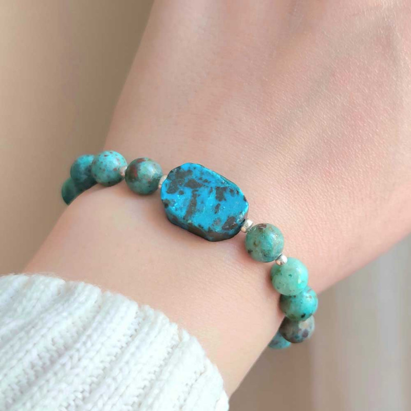 8mm Natural Chrysocolla Bracelet