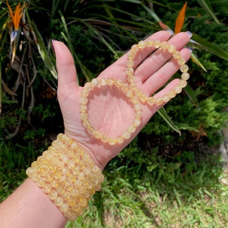 8 mm Natural Citrine Stone Bracelet - No : BR0900