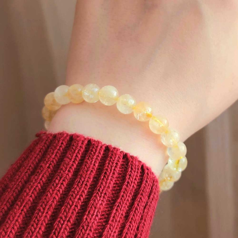 8 mm Natural Citrine Stone Bracelet - No : BR0900