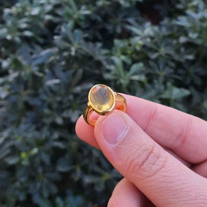 925 Sterling Silver Citrine Stone Ring - No : 1200