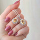 925 Sterling Silver Citrine Stone Set ( Neklcace + Ring ) - Zircon Around - No: 9000