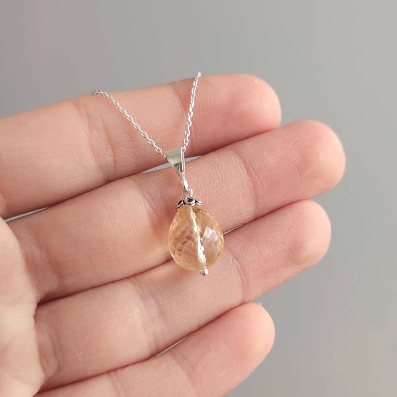 925 Sterling Silver Citrine Stone Pendant