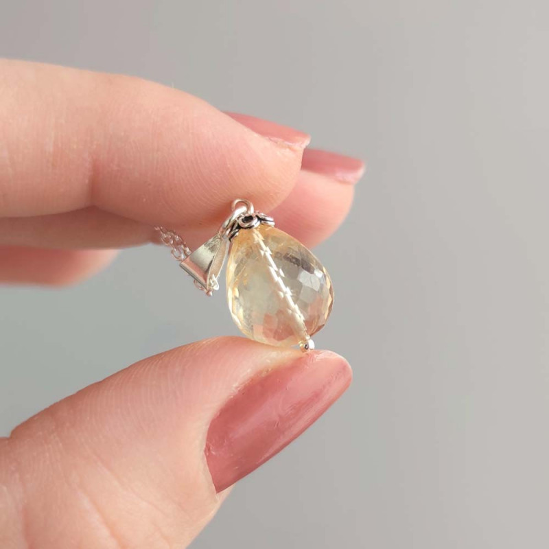 925 Sterling Silver Citrine Stone Pendant