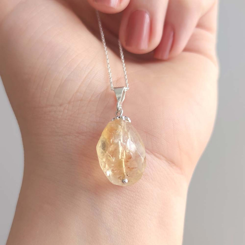 925 Sterling Silver Citrine Stone Pendant