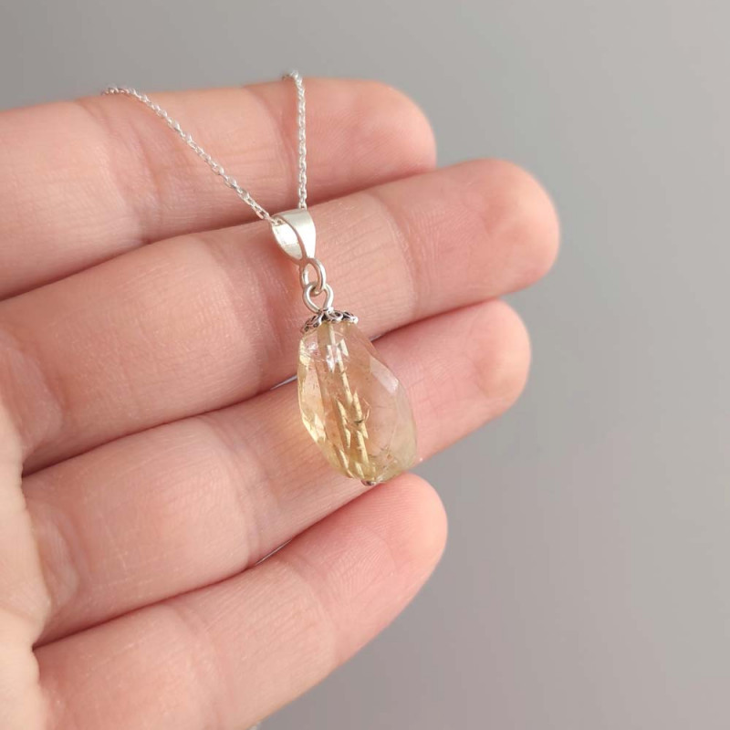 925 Sterling Silver Citrine Stone Pendant