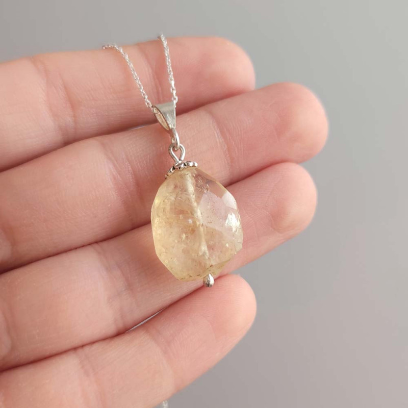 925 Sterling Silver Citrine Stone Pendant