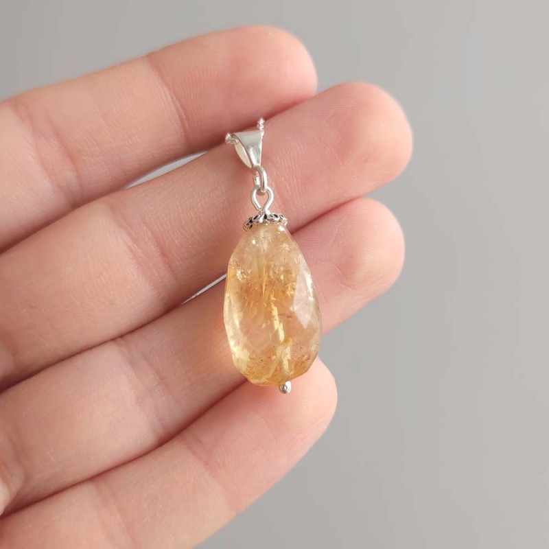 925 Sterling Silver Citrine Stone Pendant