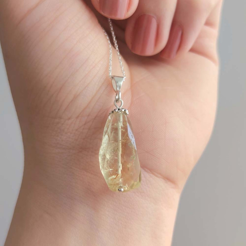 925 Sterling Silver Citrine Stone Pendant