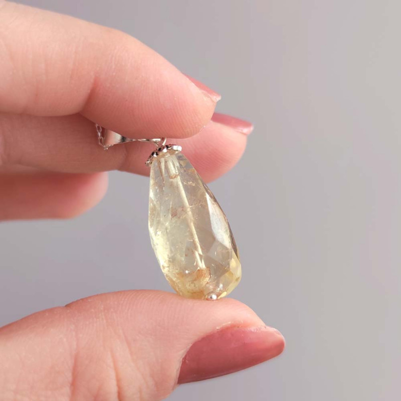 925 Sterling Silver Citrine Stone Pendant