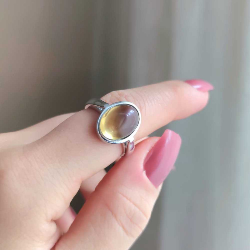 925 Sterling Silver Citrine Stone Ring - No : 1200