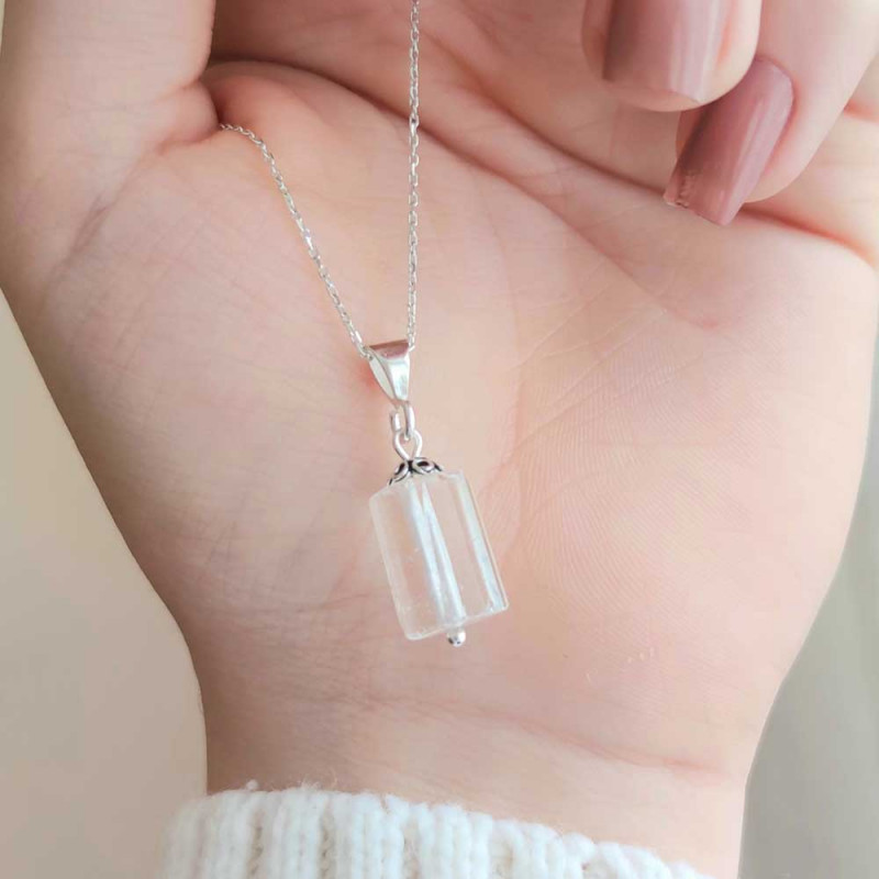 925 Sterling Silver Natural Crystal Quartz Pendant