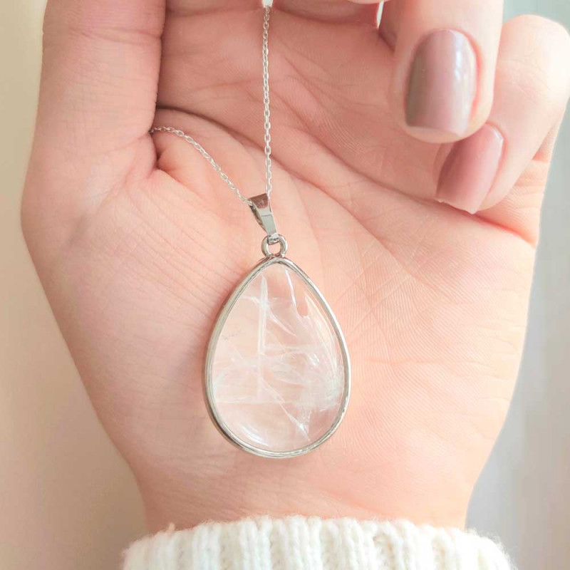 Natural Crystal Quartz Pendant - Drop Shape