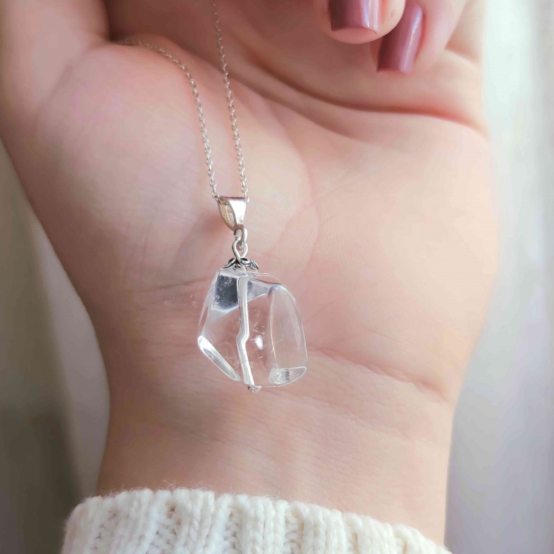 925 Silver Natural Crystal Quartz Pendant