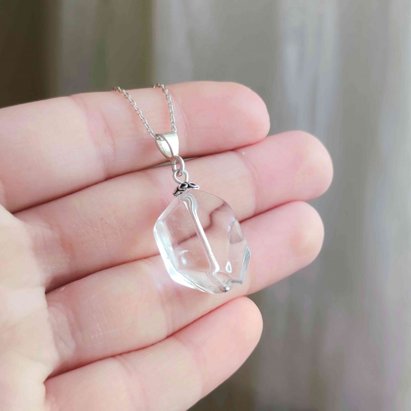 925 Silver Natural Crystal Quartz Pendant