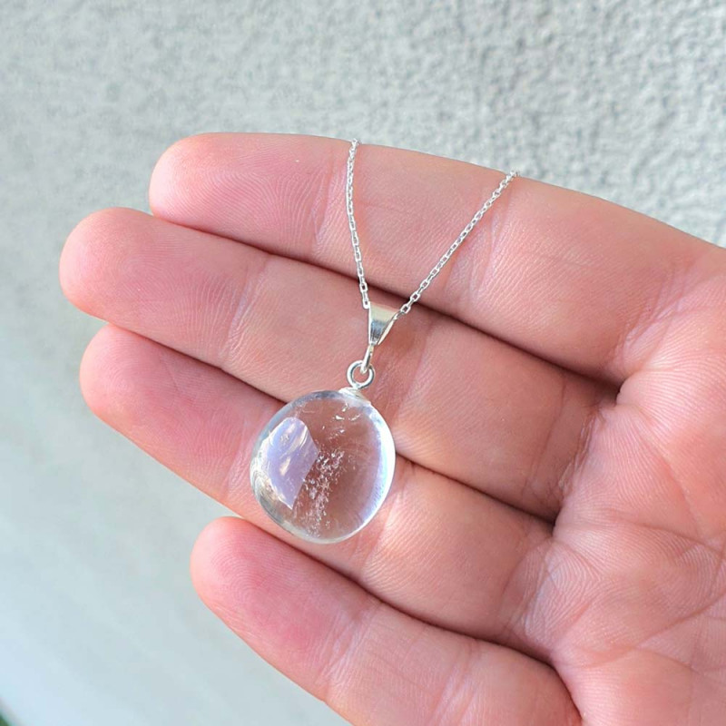 925 Silver Natural Crystal Quartz Pendant - Natural Shape