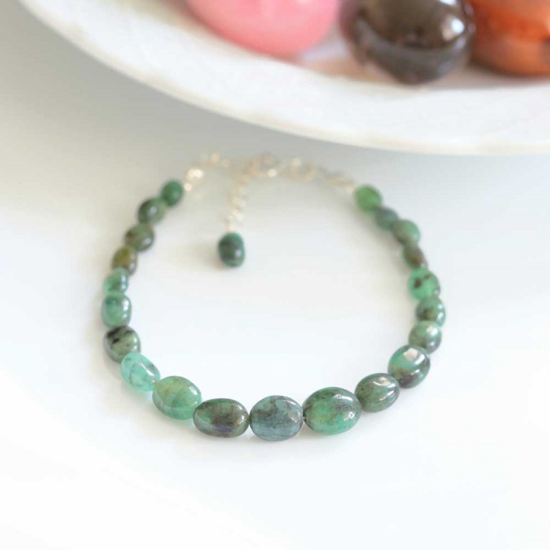 925 Silver Rare Emerald Stone Bracelet