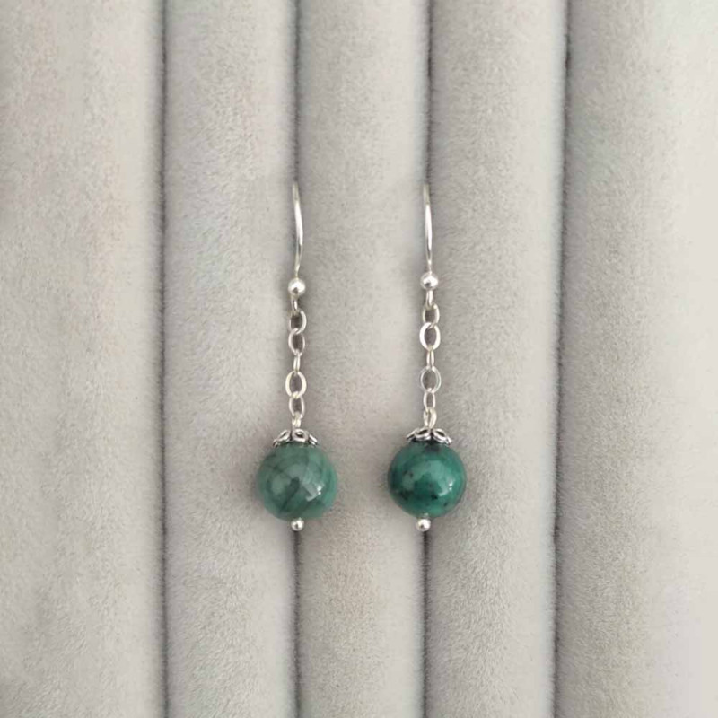 925 Silver Rare Emerald Stone Earring