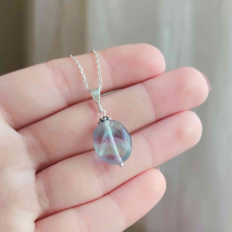 925 Silver Fluorite Stone Pendant