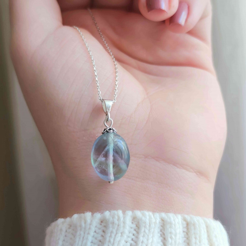 925 Silver Fluorite Stone Pendant