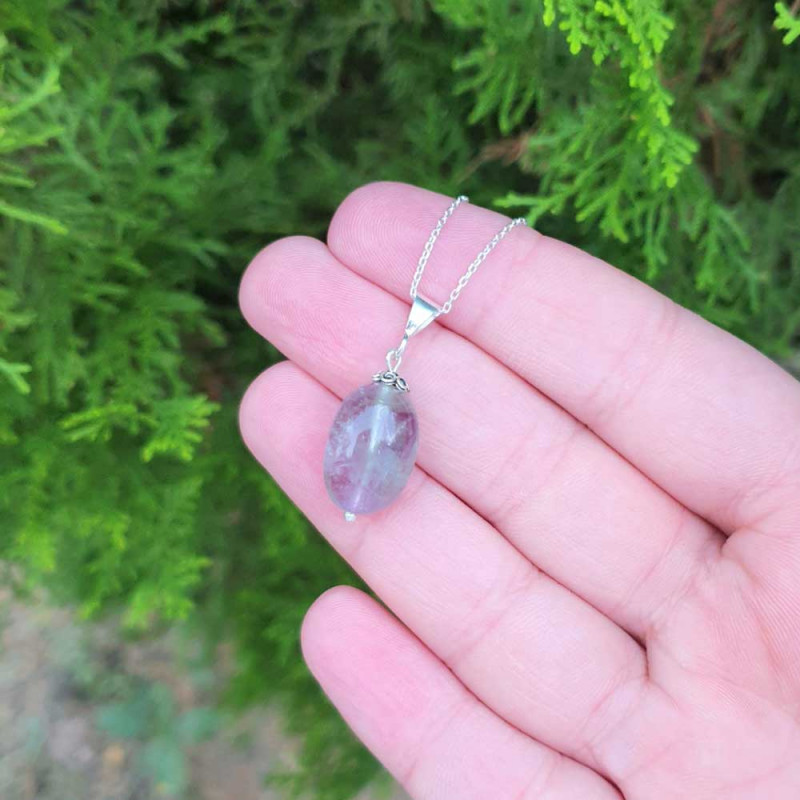 925 Silver Fluorite Stone Pendant